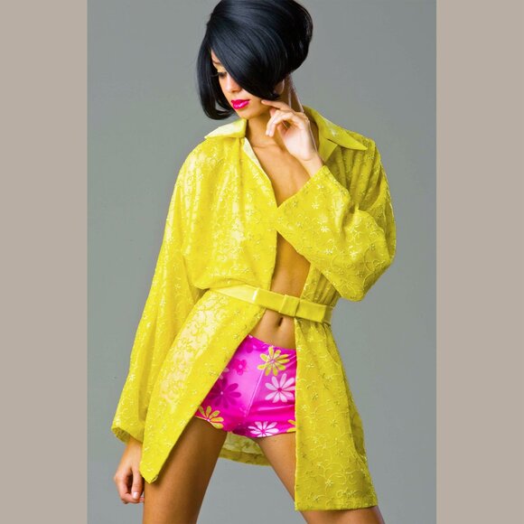 Della Penna Fashion Tops - LEMON-YELLOW KIMONO-STYLE ROBE/SHIRT